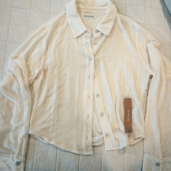 Reformation Cam Velvet Top Size S White - Picture 4 of 9